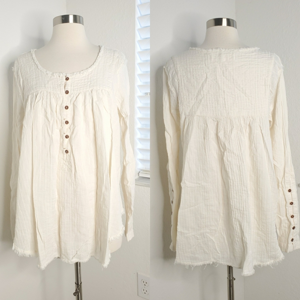FREE PEOPLE We The Free Sand Dune Henley Top M. - Picture 3 of 7